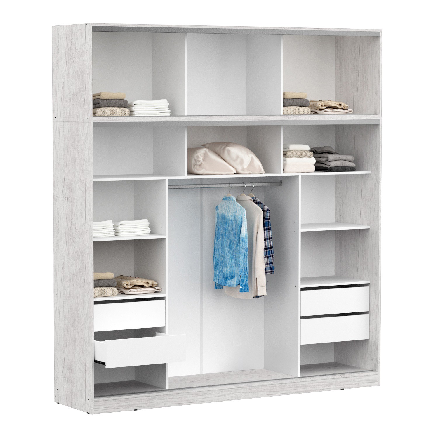 Placard NEXO con Baulera 3 Puertas Corredizas 4 Cajones 220 cm Venezia - Imagen 3