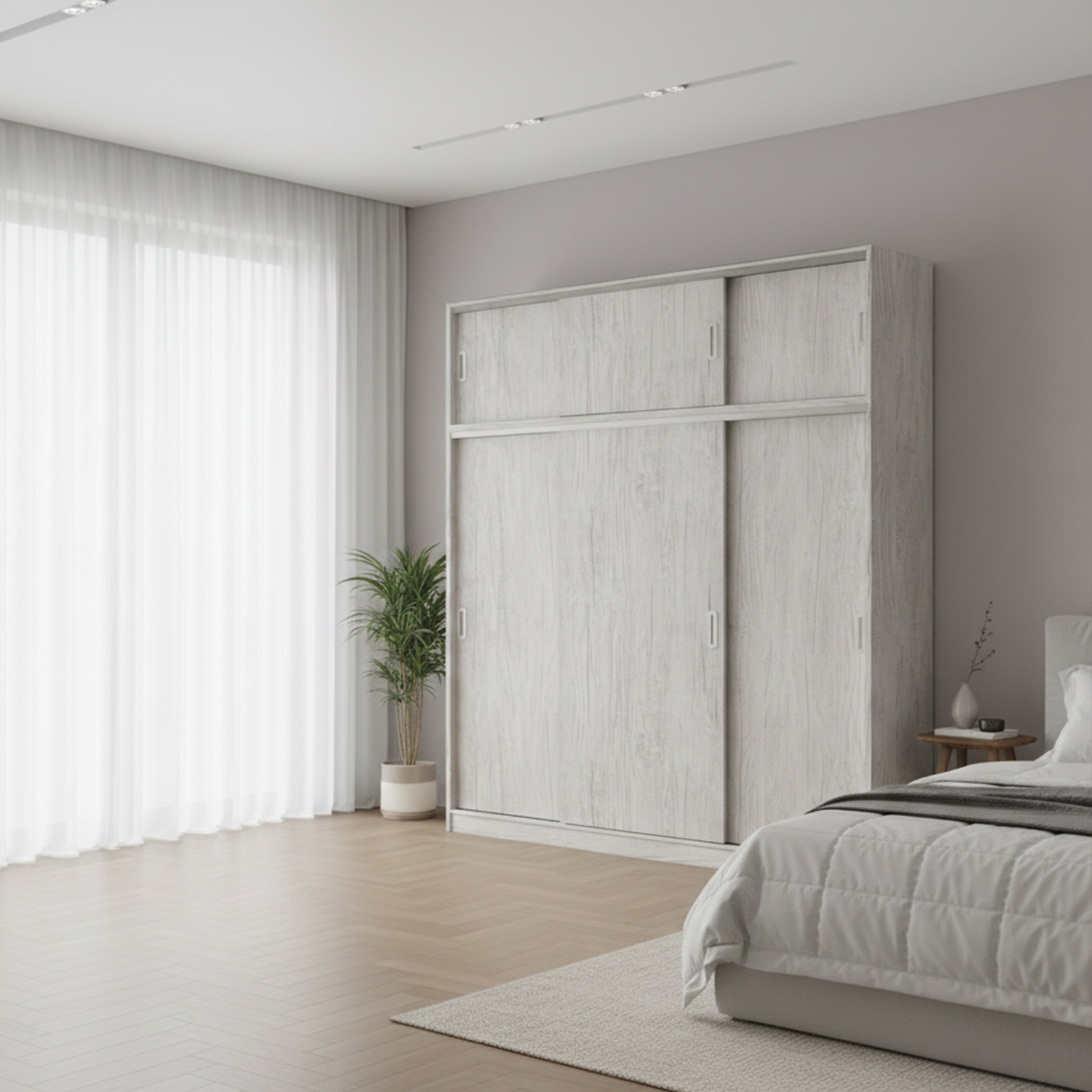 Placard NEXO con Baulera 3 Puertas Corredizas 4 Cajones 220 cm Venezia