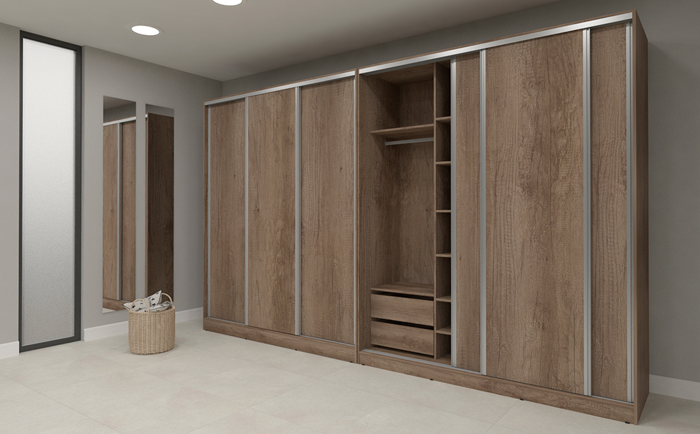 Placard SIGNATURE 3 Puertas Corredizas 4 Cajones 180 cm Nebraska gris