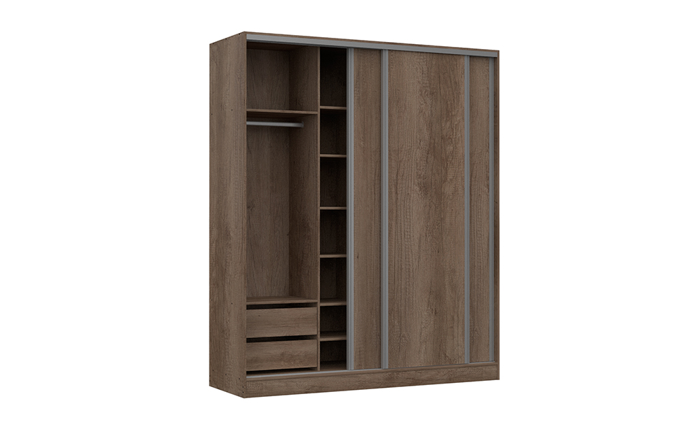 Placard SIGNATURE 3 Puertas Corredizas 4 Cajones 180 cm Nebraska gris - Imagen 3