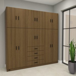 Placard Select 12 Puertas 4 Cajones Avellana