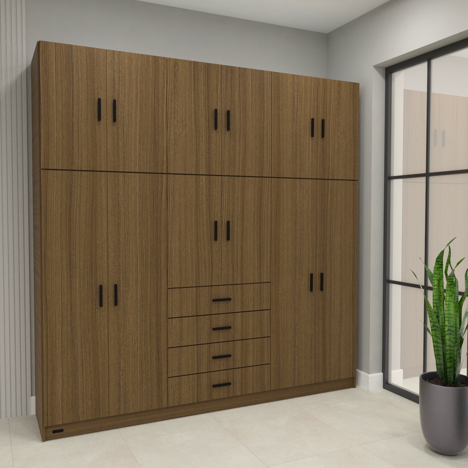 Placard Select 12 Puertas 4 Cajones Avellana