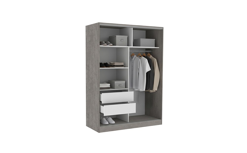 Placard NEXO 2 Puertas Corredizas 2 Cajones 140 cm Grei - Imagen 3