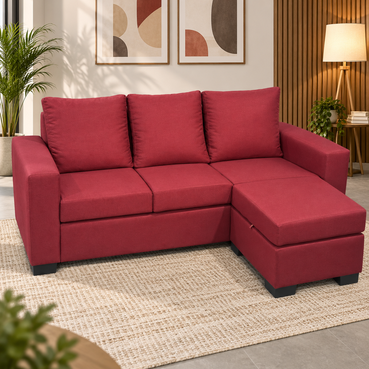 Rinconero Ombú tres Cuerpos puff reversible bordo - Imagen 2