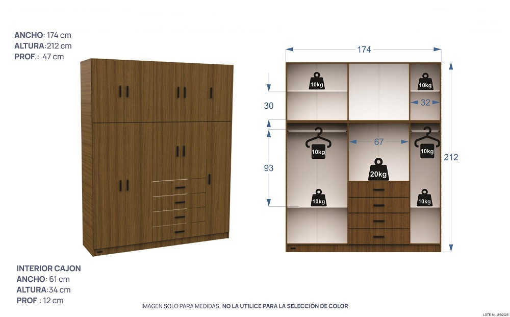 Placard Select 10 Puertas 4 Cajones Avellana - Imagen 4