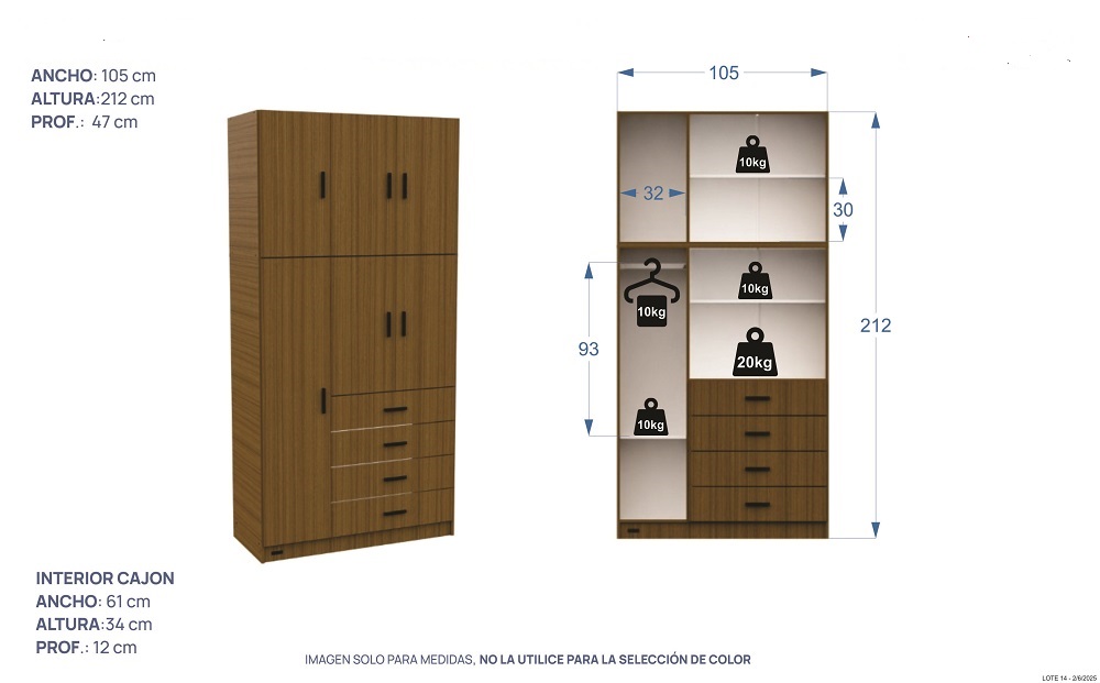Placard SELECT 6 Puertas 4 Cajones Venezia - Imagen 4