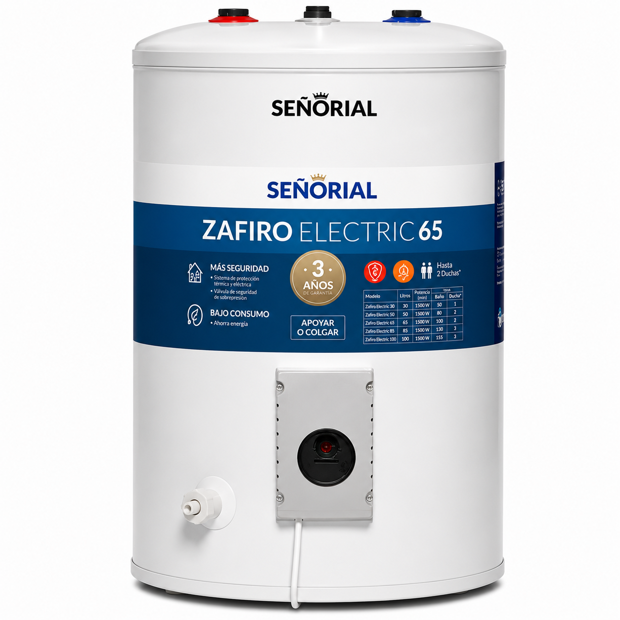 Termotanque Eléctrico 50 Lts 1500 W Blanco TESZP-65 Señorial